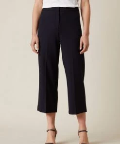 Jigsaw Blue Modern Crepe Crop Straight Trousers -Jigsaw Sales Shop unnamed file 427