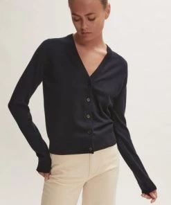 Jigsaw Blue Merino V-Neck Cardigan -Jigsaw Sales Shop unnamed file 433