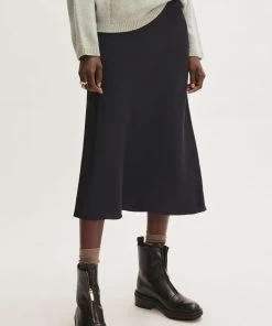 Jigsaw Black Bias Midi Slip Skirt