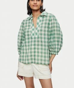 Jigsaw Green Cotton Gingham Collared Top -Jigsaw Sales Shop unnamed file 441 scaled