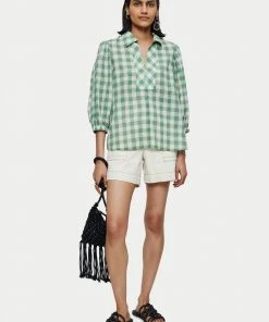 Jigsaw Green Cotton Gingham Collared Top -Jigsaw Sales Shop unnamed file 442 scaled