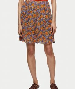 Jigsaw Orange Vintage Poppy Mini Skirt