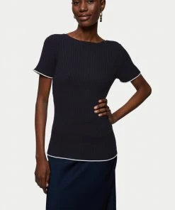 Jigsaw Blue Cotton Plisse Top