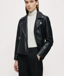 Jigsaw Black Quinn Leather Biker Jacket