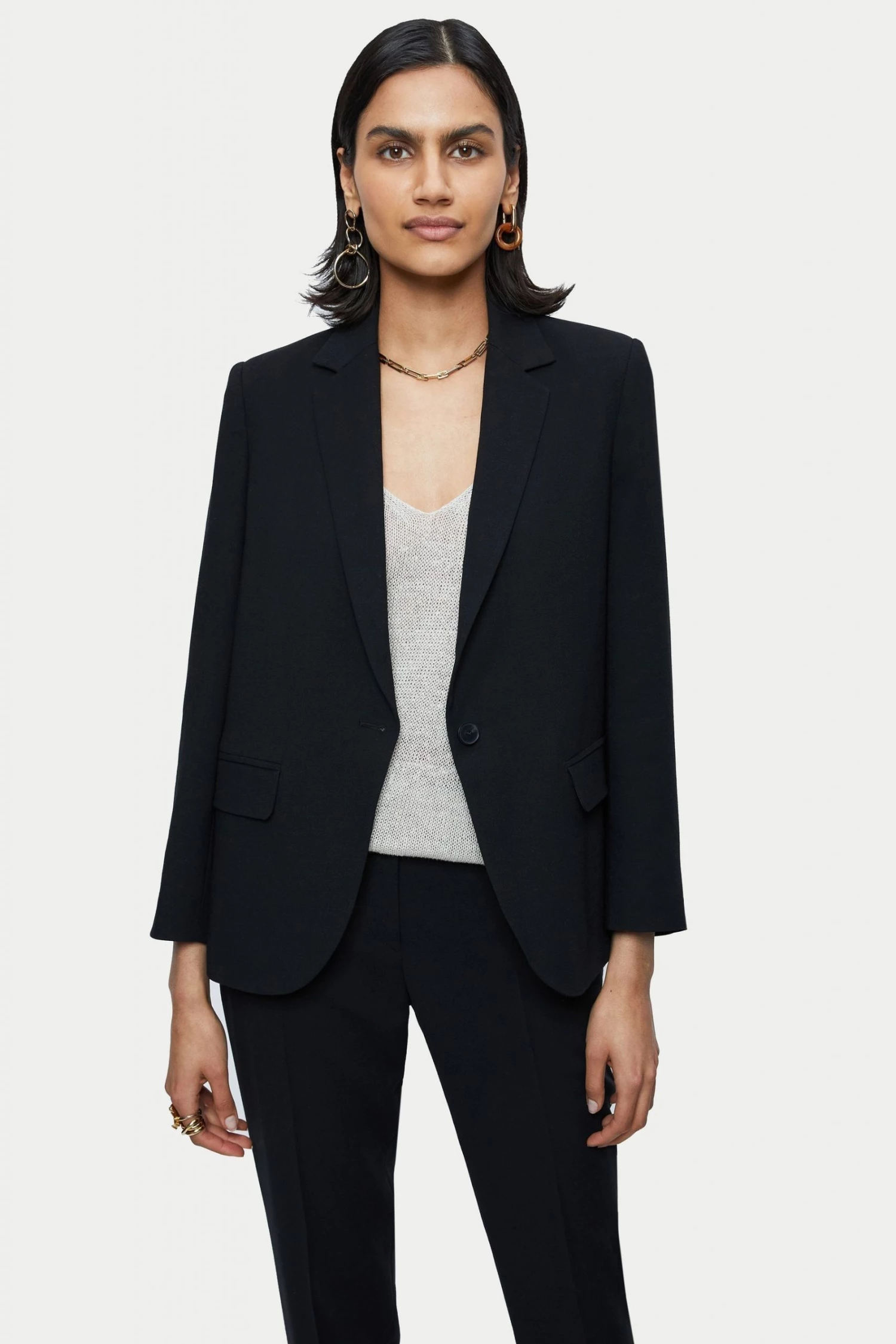 Jigsaw Black Fluid Twill Brook Blazer 1 Jigsaw Black Fluid Twill Brook Blazer