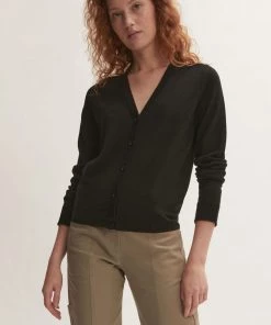 Jigsaw Black Merino V-Neck Cardigan