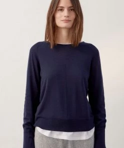 Jigsaw Blue Merino Crew Neck Jumper