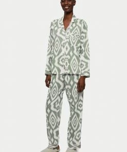 Jigsaw Green Ikat Cotton Modal Pyjamas