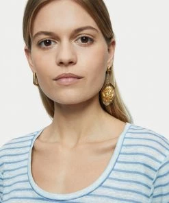 Jigsaw Blue Linen Fine Stripe Short Sleeve T-Shirt -Jigsaw Sales Shop unnamed file 557 scaled