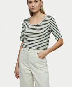 Jigsaw Black Linen Fine Stripe Short Sleeve T-Shirt