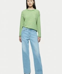 Jigsaw Green Cotton Slub Stripe Long Sleeve Boyfriend T-Shirt -Jigsaw Sales Shop unnamed file 567 scaled
