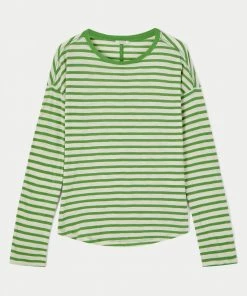 Jigsaw Green Cotton Slub Stripe Long Sleeve Boyfriend T-Shirt -Jigsaw Sales Shop unnamed file 569 scaled