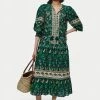 Jigsaw Green Cotton Botanical Maxi Dress