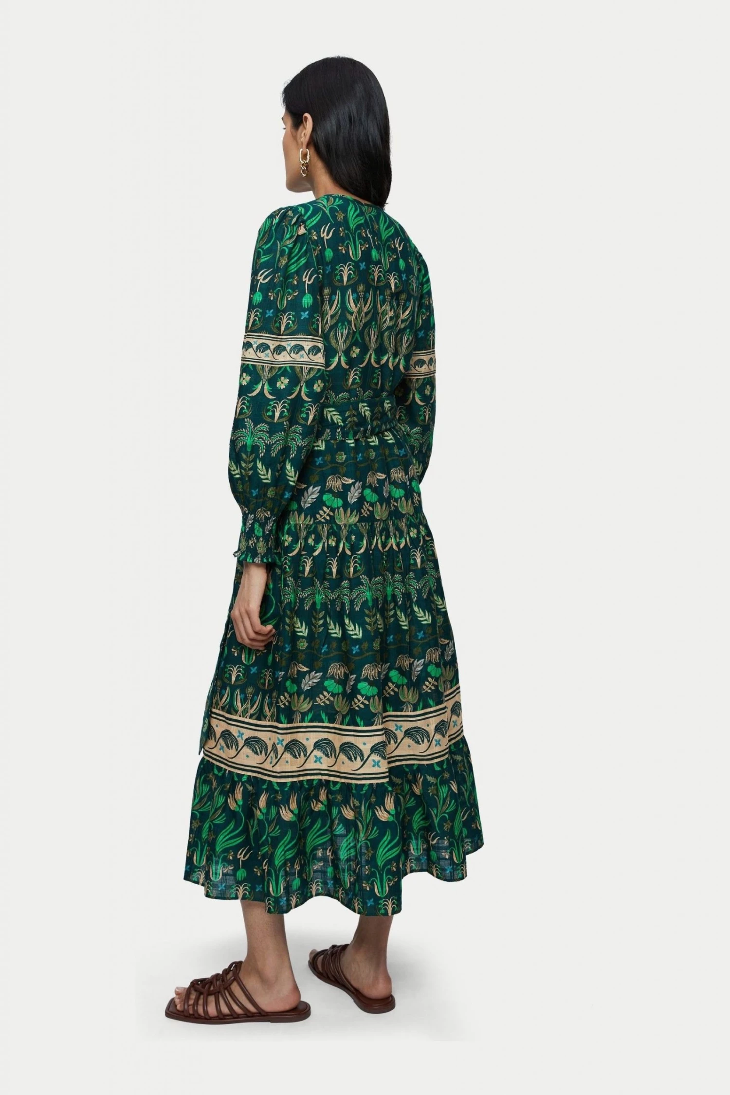 Jigsaw Green Cotton Botanical Maxi Dress 3 Jigsaw Green Cotton Botanical Maxi Dress - Image 3