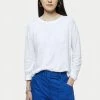 Jigsaw White Cotton Slub Long Sleeve T-Shirt