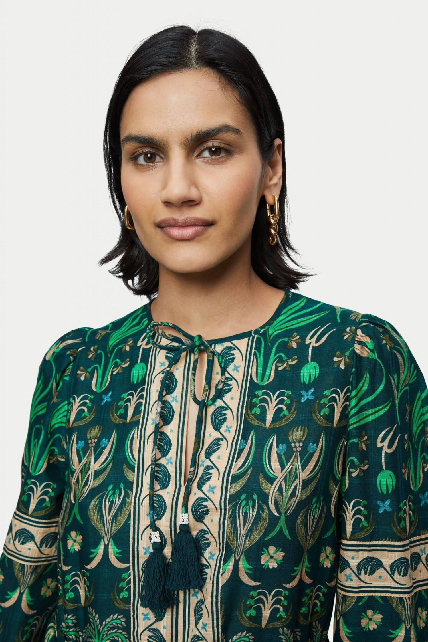 Jigsaw Green Cotton Botanical Maxi Dress 4 Jigsaw Green Cotton Botanical Maxi Dress - Image 4