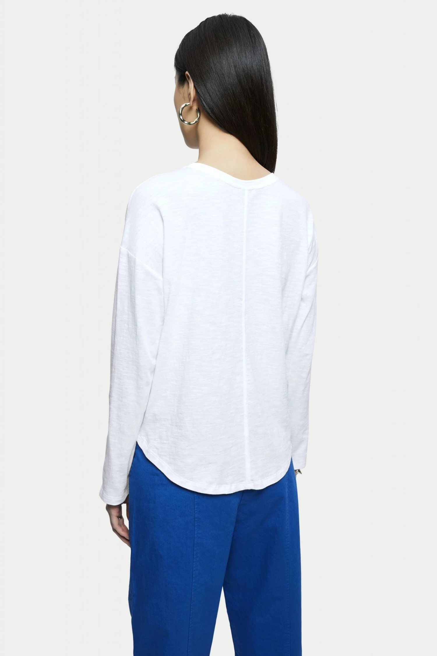 Jigsaw White Cotton Slub Long Sleeve T-Shirt 2 Jigsaw White Cotton Slub Long Sleeve T-Shirt - Image 2