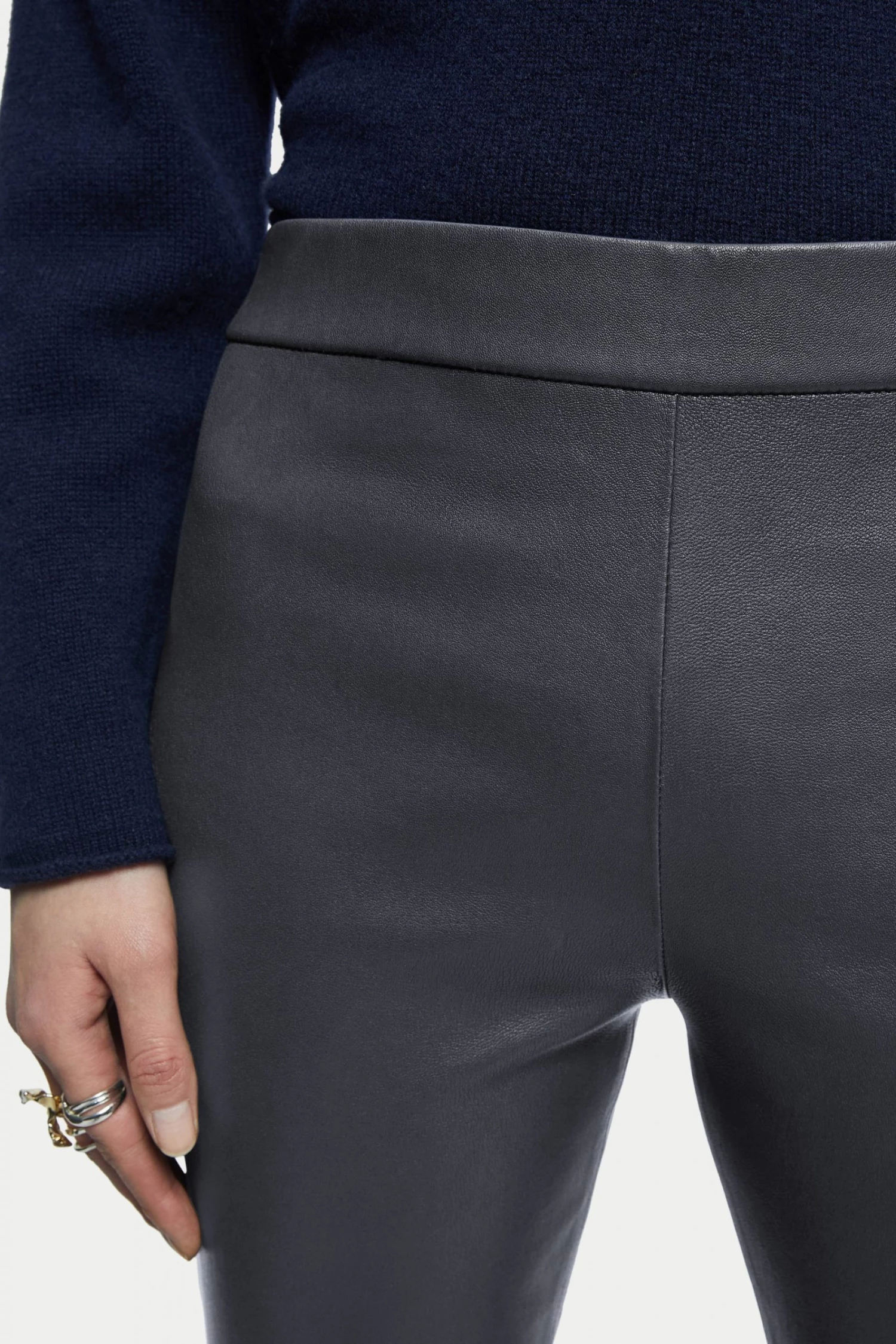 Jigsaw Blue Stretch Leather Leggings 3 Jigsaw Blue Stretch Leather Leggings - Image 3