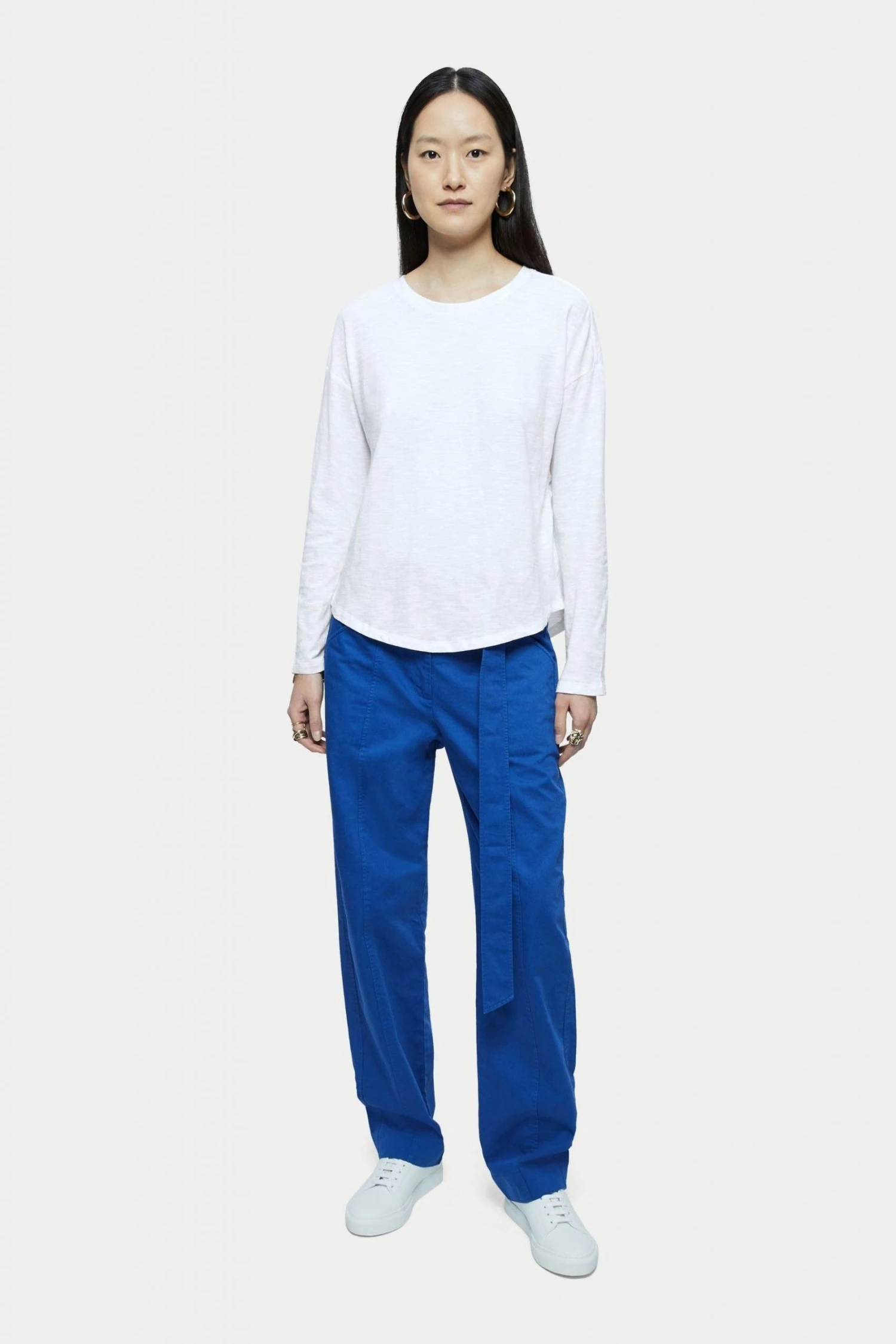 Jigsaw White Cotton Slub Long Sleeve T-Shirt 3 Jigsaw White Cotton Slub Long Sleeve T-Shirt - Image 3