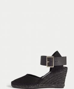 Jigsaw Black Dorset Wedge Espadrille