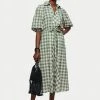 Jigsaw Green Cotton Gingham Midi Dress