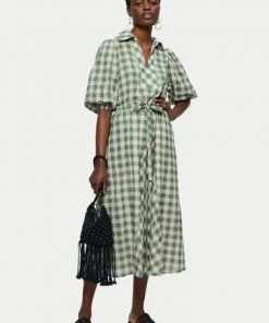 Jigsaw Green Cotton Gingham Midi Dress -Jigsaw Sales Shop unnamed file 623
