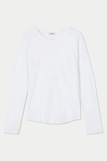 Jigsaw White Cotton Slub Long Sleeve T-Shirt 6 Jigsaw White Cotton Slub Long Sleeve T-Shirt - Image 6