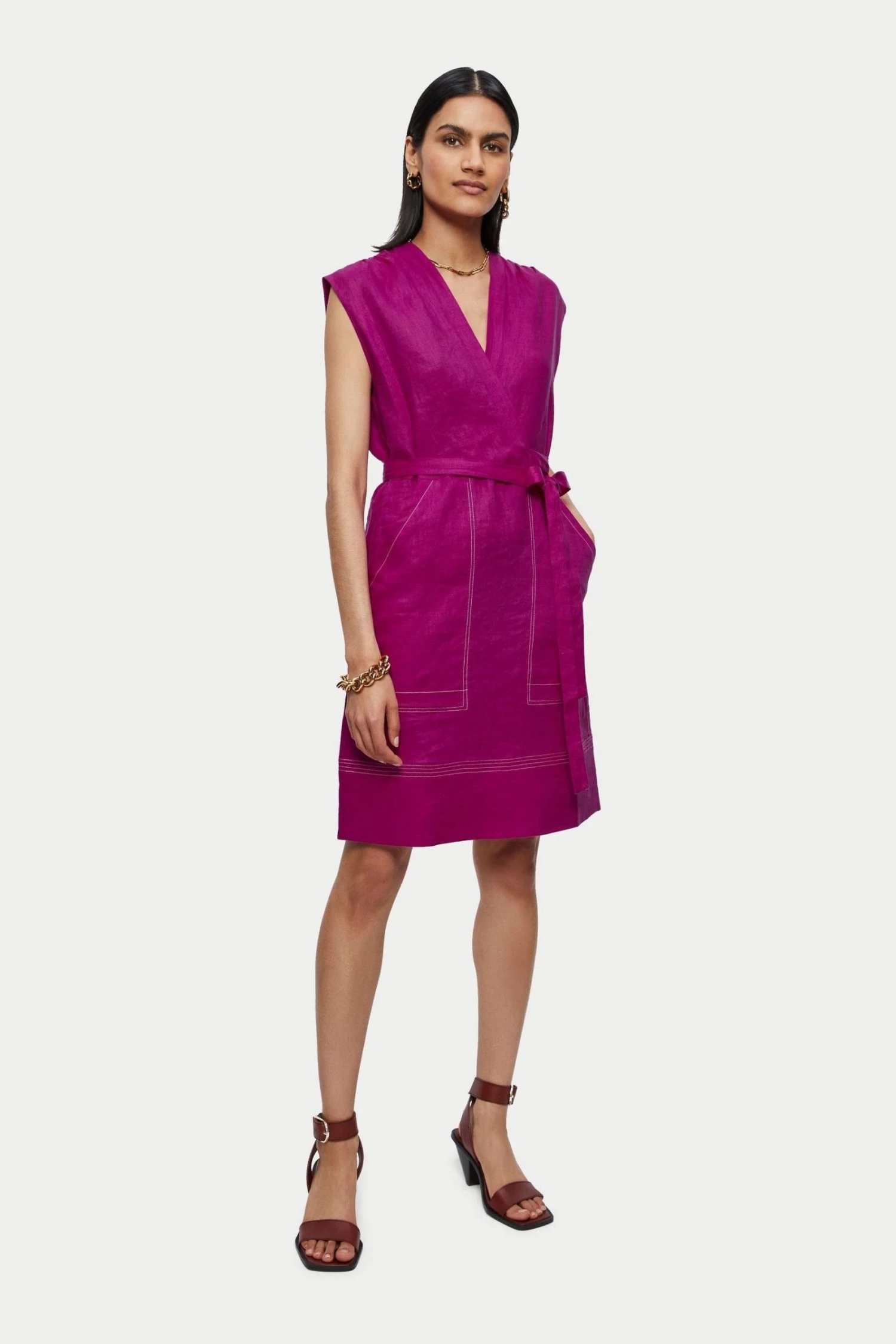 Jigsaw Purple Linen Short Wrap Dress 3 Jigsaw Purple Linen Short Wrap Dress - Image 3