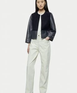 Jigsaw Blue Nakoa Leather Mix Jacket -Jigsaw Sales Shop unnamed file 661 scaled
