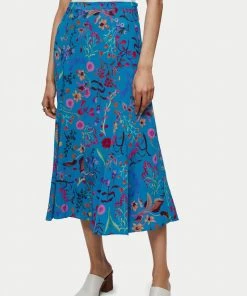 Jigsaw Blue Vivid Floral Midi Skirt