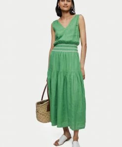 Jigsaw Green Linen Smocked Detail Maxi Dress -Jigsaw Sales Shop unnamed file 696 scaled