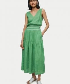 Jigsaw Green Linen Smocked Detail Maxi Dress -Jigsaw Sales Shop unnamed file 699