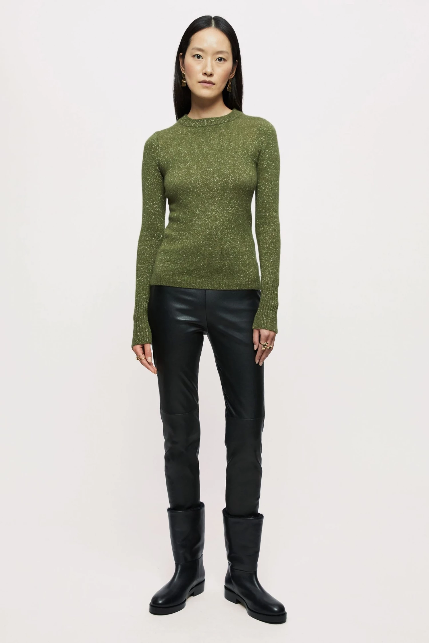 Jigsaw Green Cashmere Sparkle Crew Jumper 2 Jigsaw Green Cashmere Sparkle Crew Jumper - Image 2