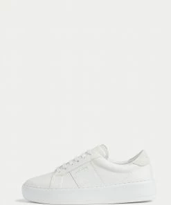 Jigsaw Riva White Croc Leather Trainers