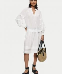 Jigsaw White Light Linen Pleat Sleeve Short Dress -Jigsaw Sales Shop unnamed file 773