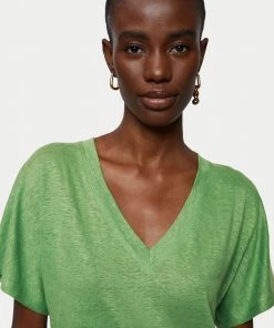 Jigsaw Green Linen V-Neck Short Sleeve T-Shirt -Jigsaw Sales Shop unnamed file 79 scaled