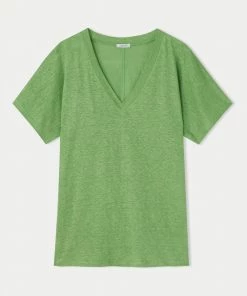Jigsaw Green Linen V-Neck Short Sleeve T-Shirt -Jigsaw Sales Shop unnamed file 80 scaled