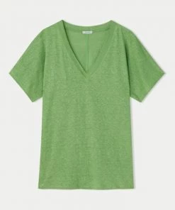 Jigsaw Green Linen V-Neck Short Sleeve T-Shirt -Jigsaw Sales Shop unnamed file 81