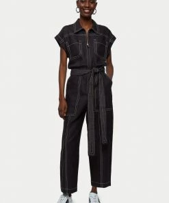 Jigsaw Black Linen Contrast Jumpsuit