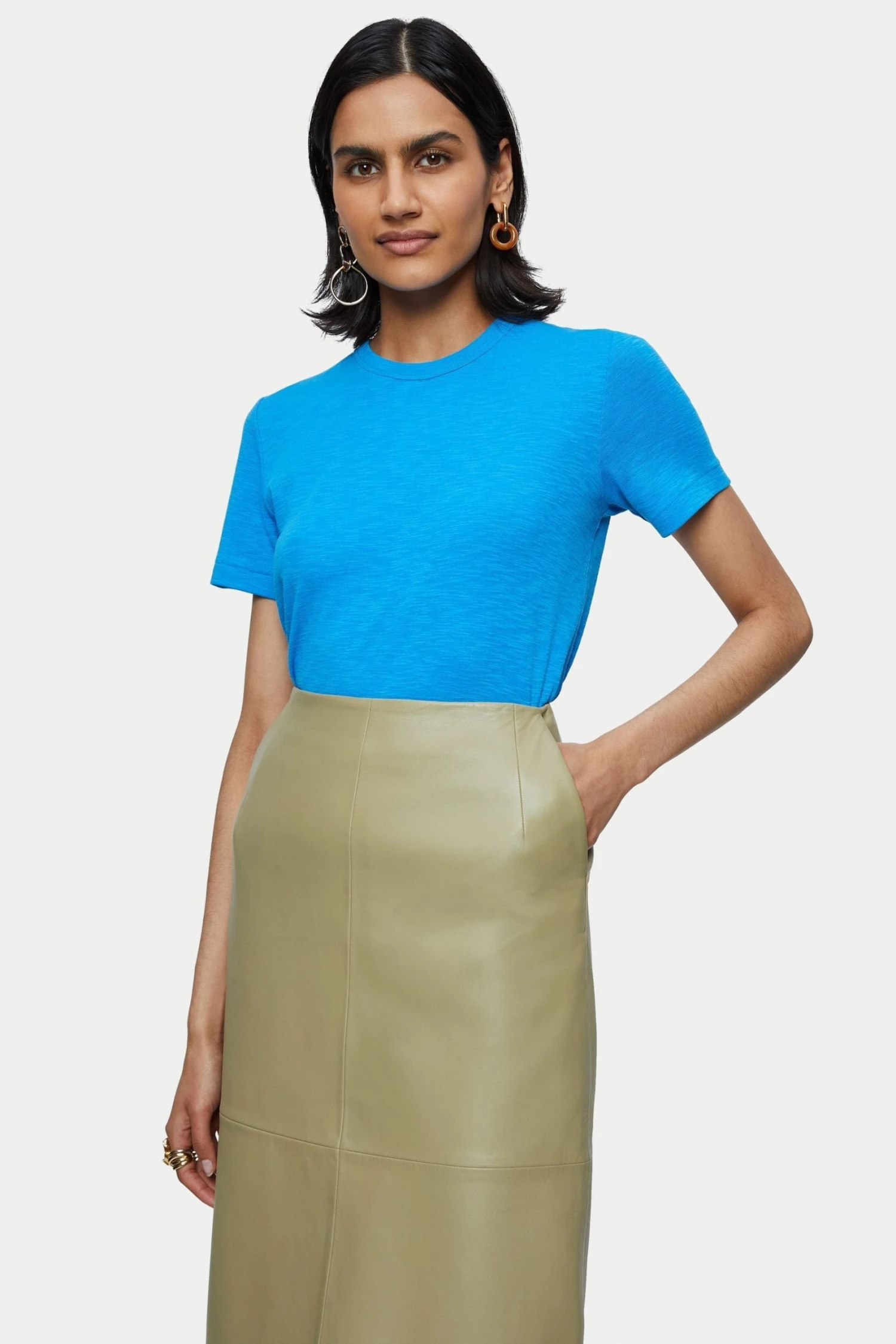 Jigsaw Blue Cotton Luxe Short Sleeve T-Shirt 1 Jigsaw Blue Cotton Luxe Short Sleeve T-Shirt