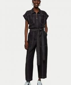 Jigsaw Black Linen Contrast Jumpsuit -Jigsaw Sales Shop unnamed file 821