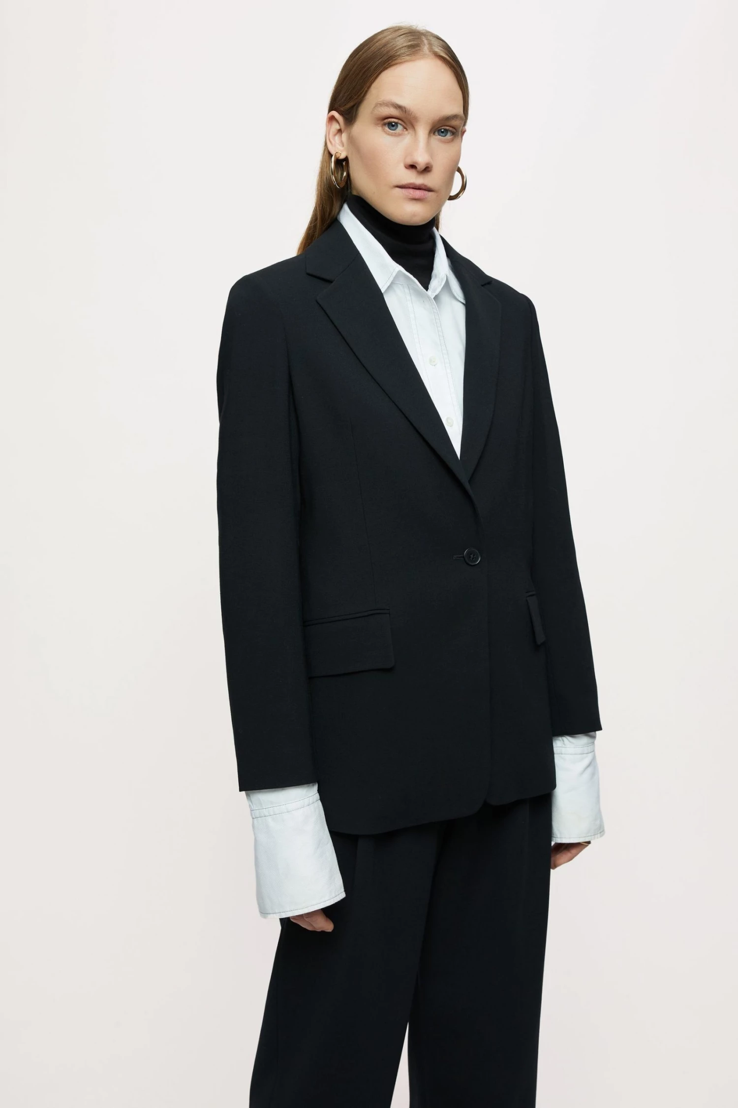 Jigsaw Black Fluid Twill Gibson Blazer: Jacket 1 Jigsaw Black Fluid Twill Gibson Blazer: Jacket