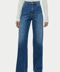 Jigsaw Blue Balfour Long Wide Leg Jeans
