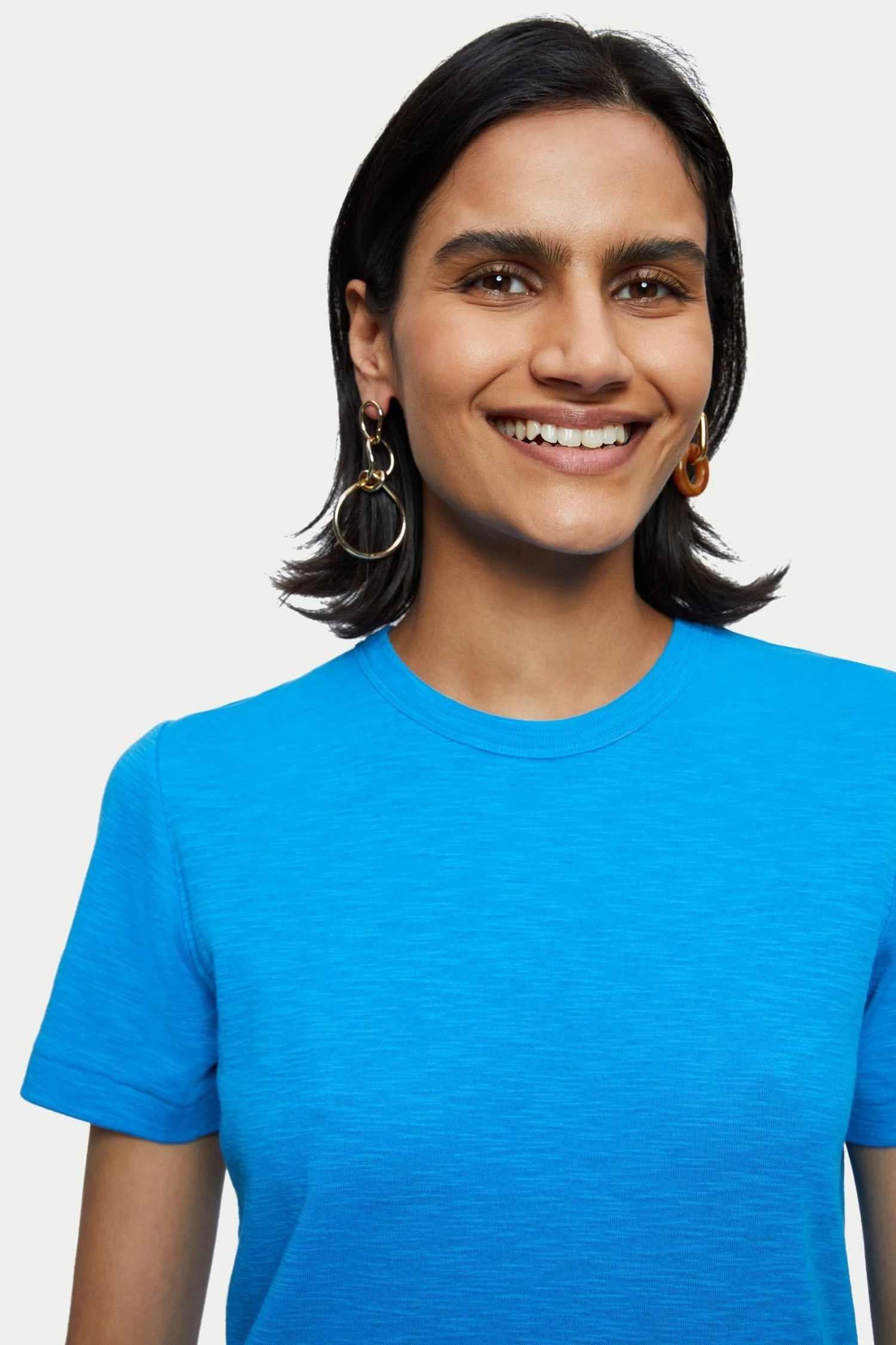 Jigsaw Blue Cotton Luxe Short Sleeve T-Shirt 3 Jigsaw Blue Cotton Luxe Short Sleeve T-Shirt - Image 3