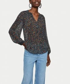 Jigsaw Blue Stem Ditsy Crinkle Blouse