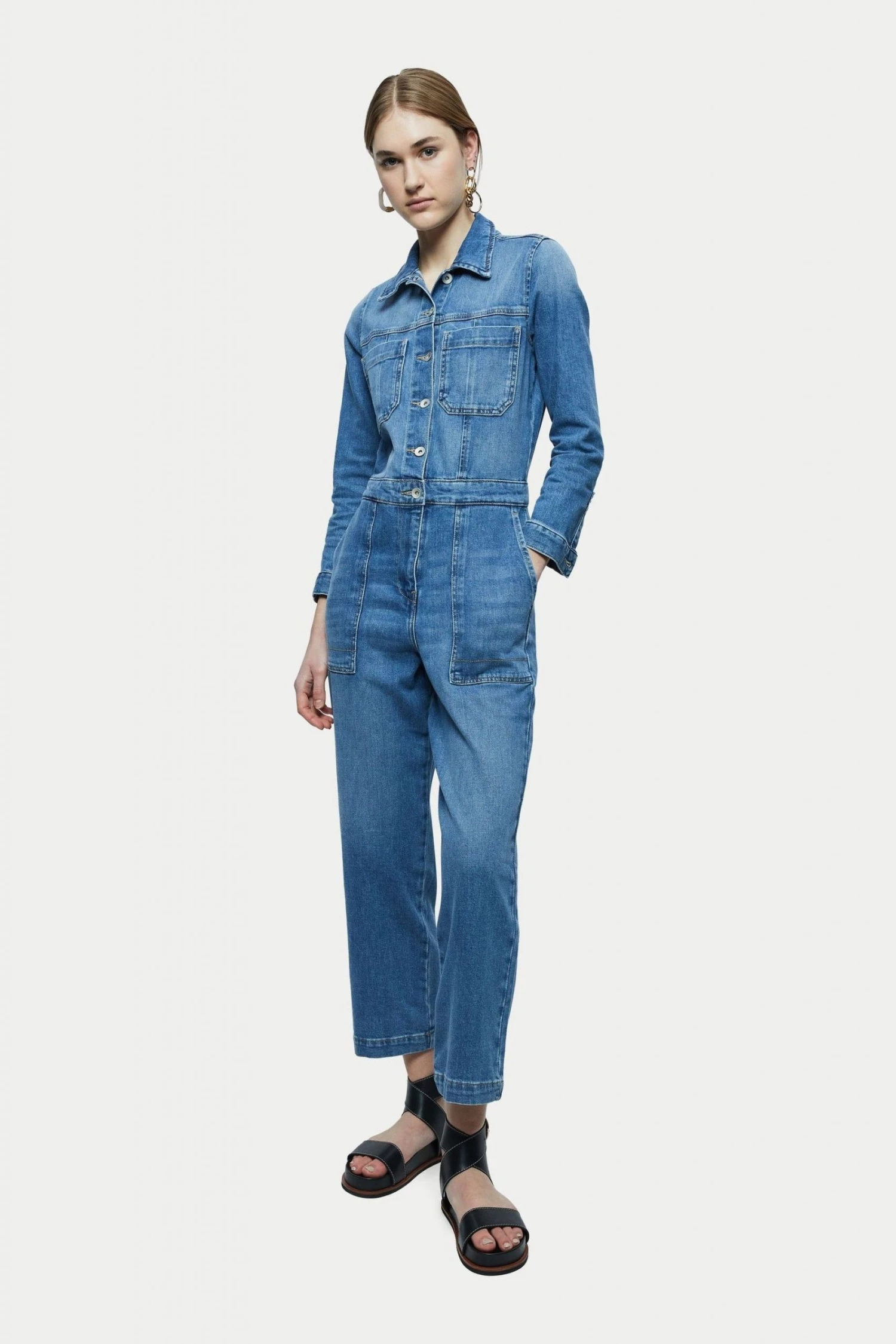 Jigsaw Blue Denim Button Through Jumpsuit 3 Jigsaw Blue Denim Button Through Jumpsuit - Image 3