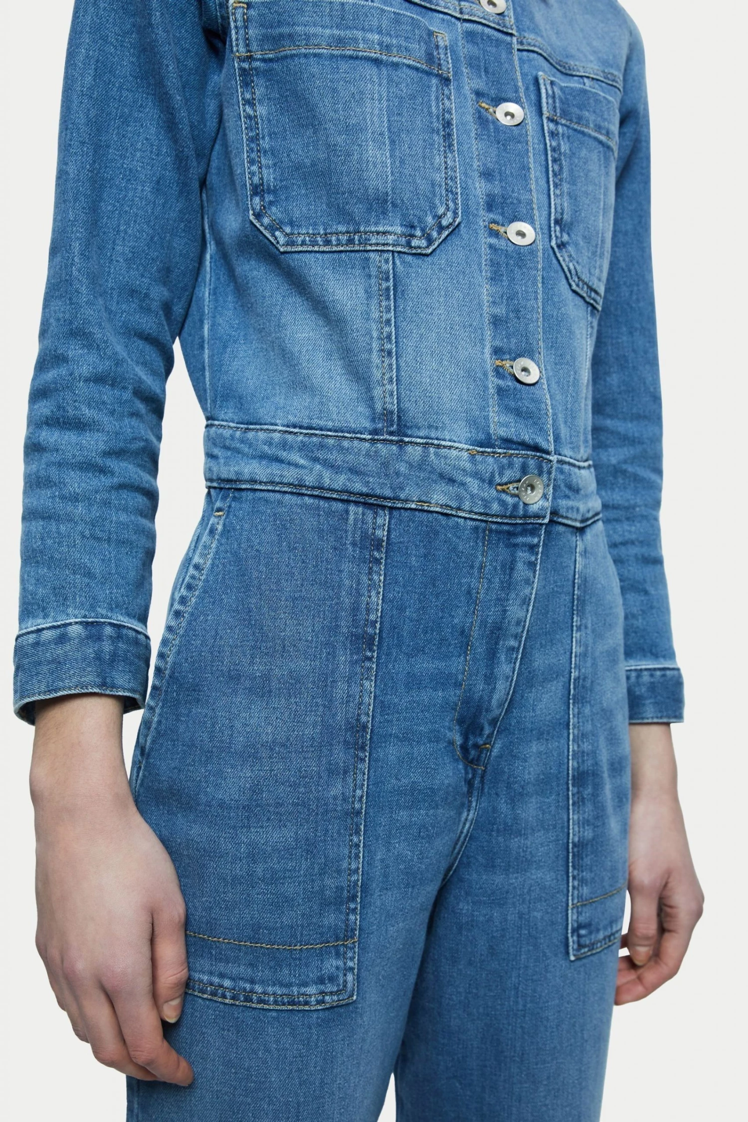 Jigsaw Blue Denim Button Through Jumpsuit 5 Jigsaw Blue Denim Button Through Jumpsuit - Image 5
