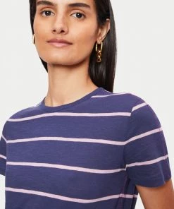 Jigsaw Blue Cotton Slub Stripe T-Shirt -Jigsaw Sales Shop unnamed file 89 scaled