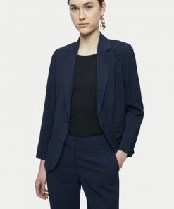 Jigsaw Blue Brook Short Gingham Blazer -Jigsaw Sales Shop unnamed file 891