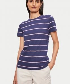 Jigsaw Blue Cotton Slub Stripe T-Shirt -Jigsaw Sales Shop unnamed file 91